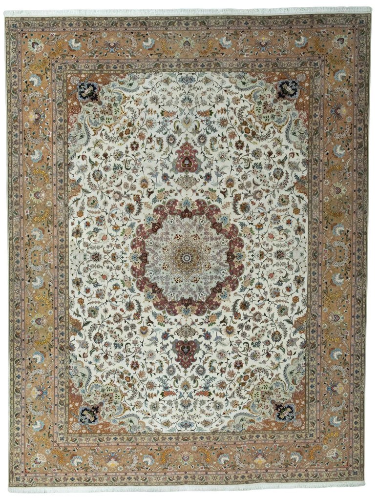 Tabriz Tappeto 310 x 400 Beige (Iran) Annodato A Mano