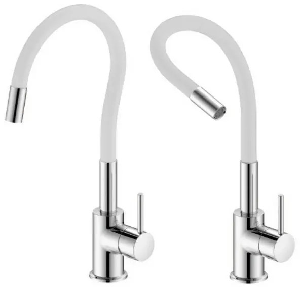 Miscelatore cucina lavello e lavanderia bianco canna alta orientabile snodata Snake