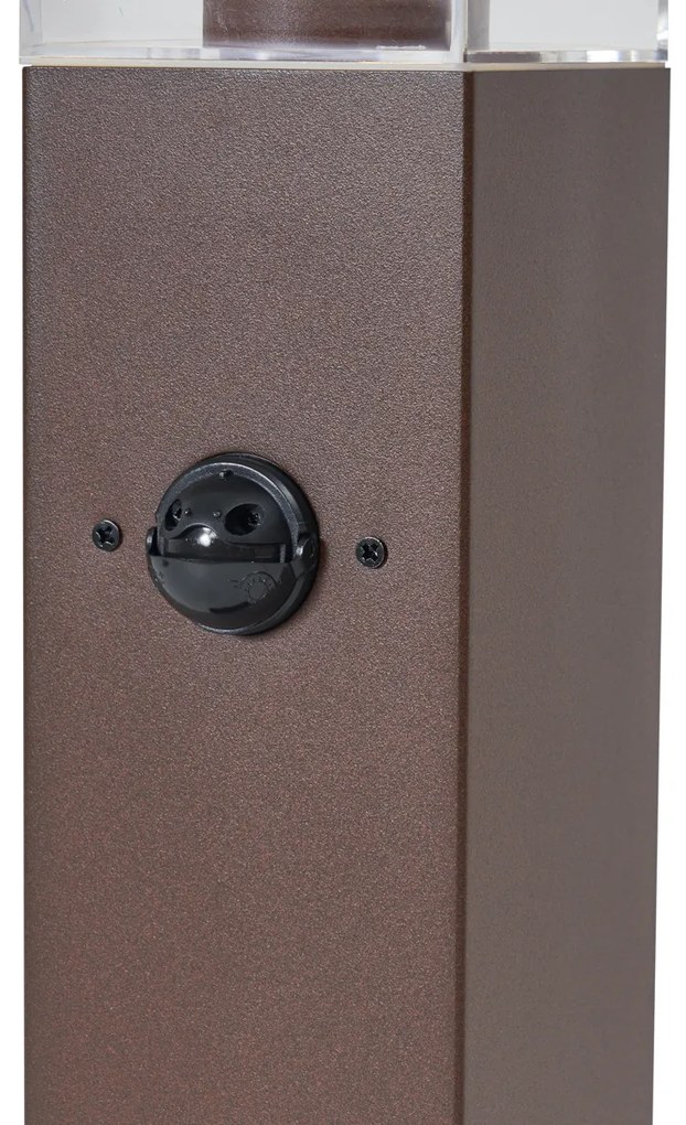 Lampada da esterno marrone ruggine con vetro trasparente 45 cm IP44 con presa e sensore di movimento - Malios