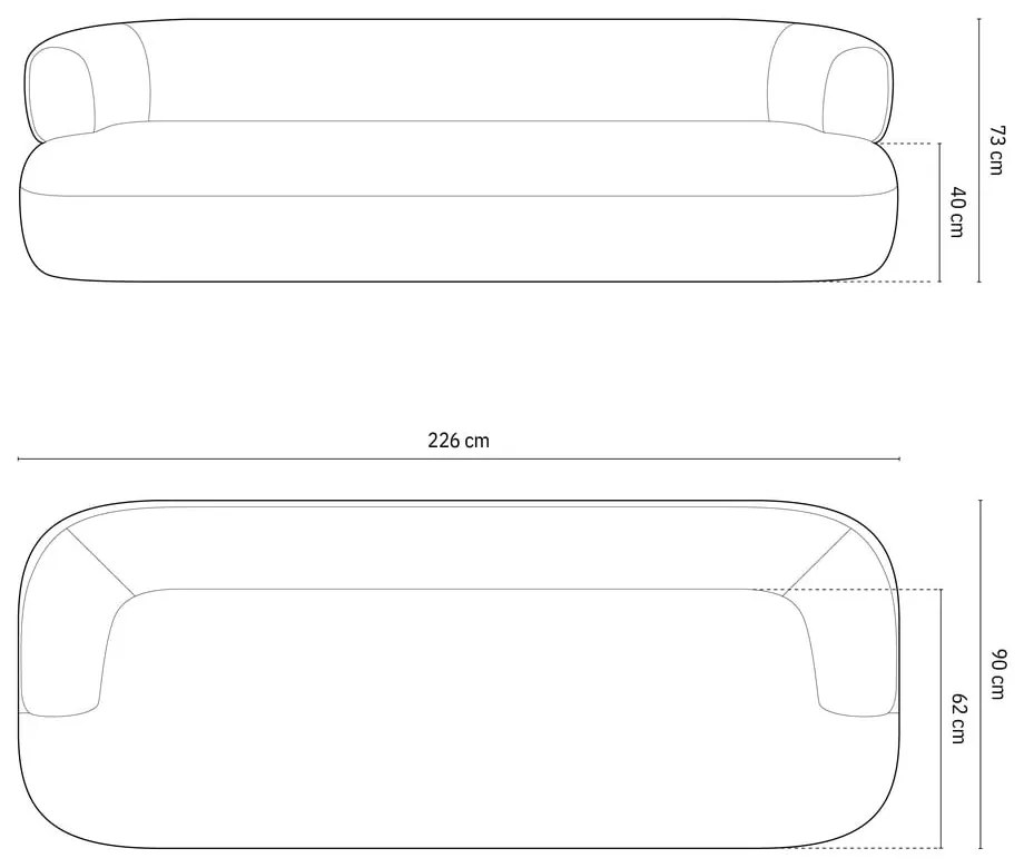 Divano verde bouclé 226 cm Jenny - Micadoni Home