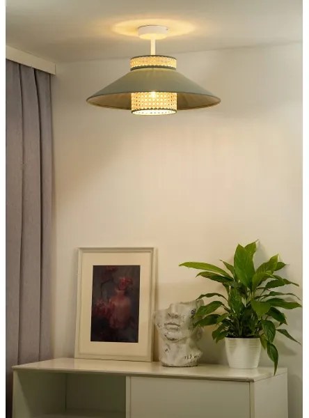 Duolla - Lampadario a plafone RIO RATTAN 1xE27/15W/230V diametro 45 cm verde/rattan