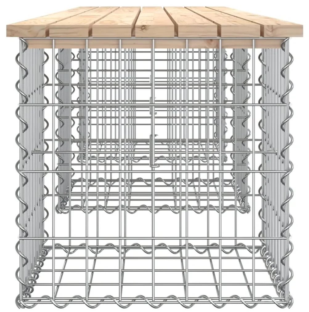 Panca giardino design gabbione 203x44x42 cm legno massello pino