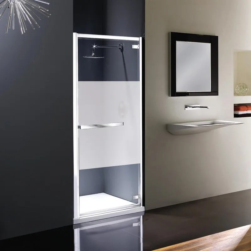 Porta doccia saloon L 85-90 cm x H 195 cm per nicchia in vetro trasparente SP. 8 mm, profilo lucido cromo, serie Namara