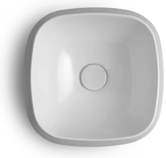 Lavabo da appoggio in ceramica bianco lucido quadrato 42 cm Aris