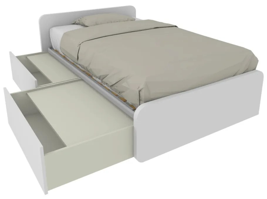 864C - Letto cameretta 120x190 1piazza e mezza con cassettoni estraibili e testate personalizzabili.Rete inclusa