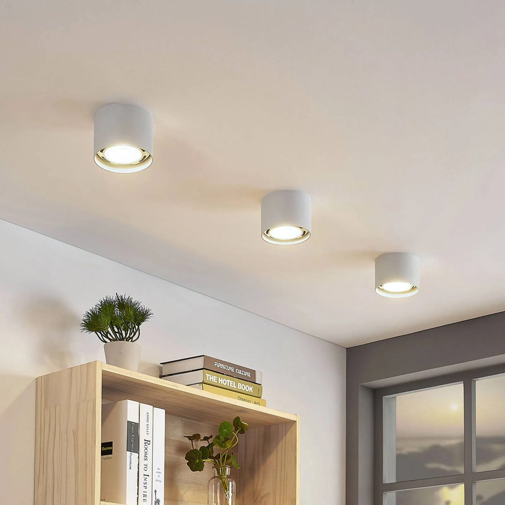 Faretto da soffitto Arcchio Mabel, Ø 12 cm, bianco, metallo, GU10 Mabel Arcchio, dimmerabile, Bianco / Opale, Cucina, Alluminio, Moderno, Faretto