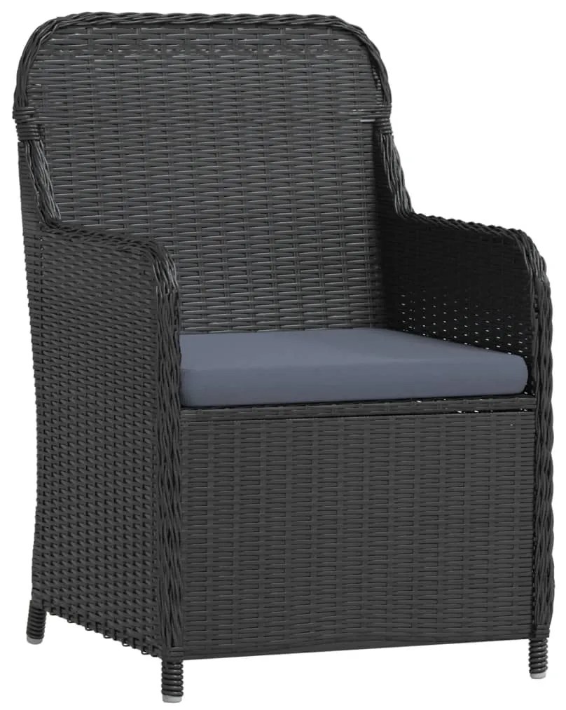 Set da pranzo da giardino 7 pz con cuscini nero