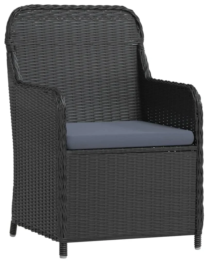 Set da pranzo da giardino 7 pz con cuscini nero