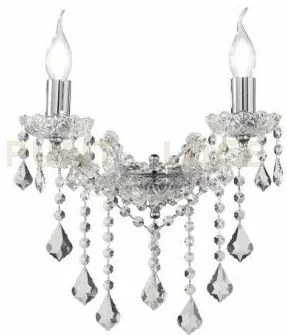 Applique damasco 2 luci cristallo e cromo attacco e14