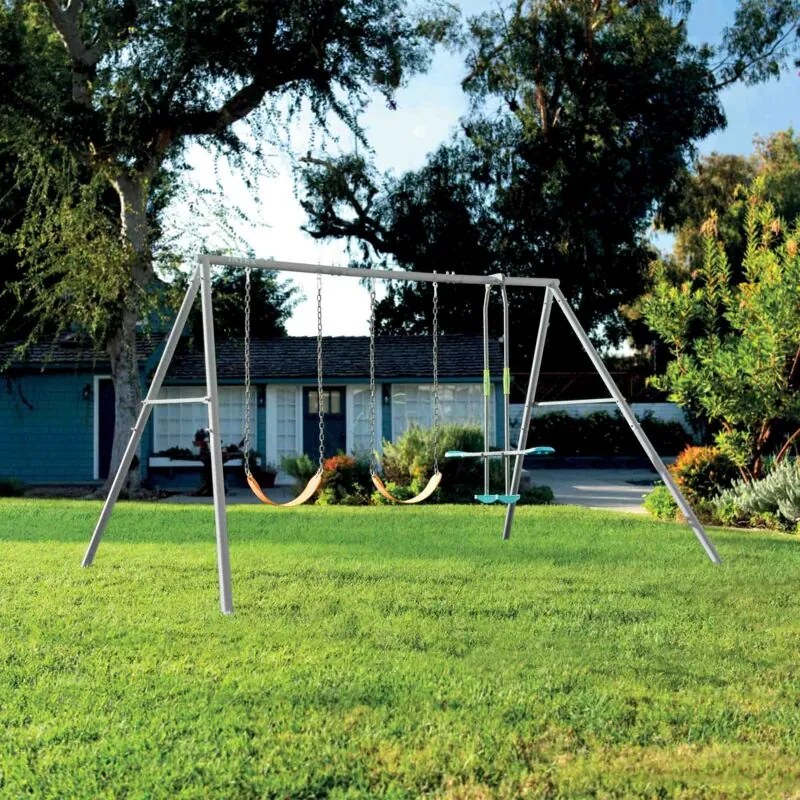 Altalena da giardino 3 giochi 2 seggiolini e dondolo ottagonale per bambini 3-10 anni Intex 44123