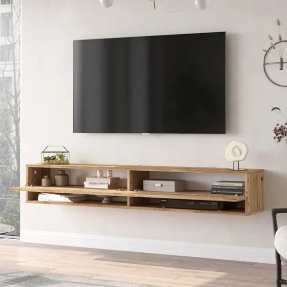 Mobile Tv Sospeso 180x32x30 Effetto Legno Rovere Evolution