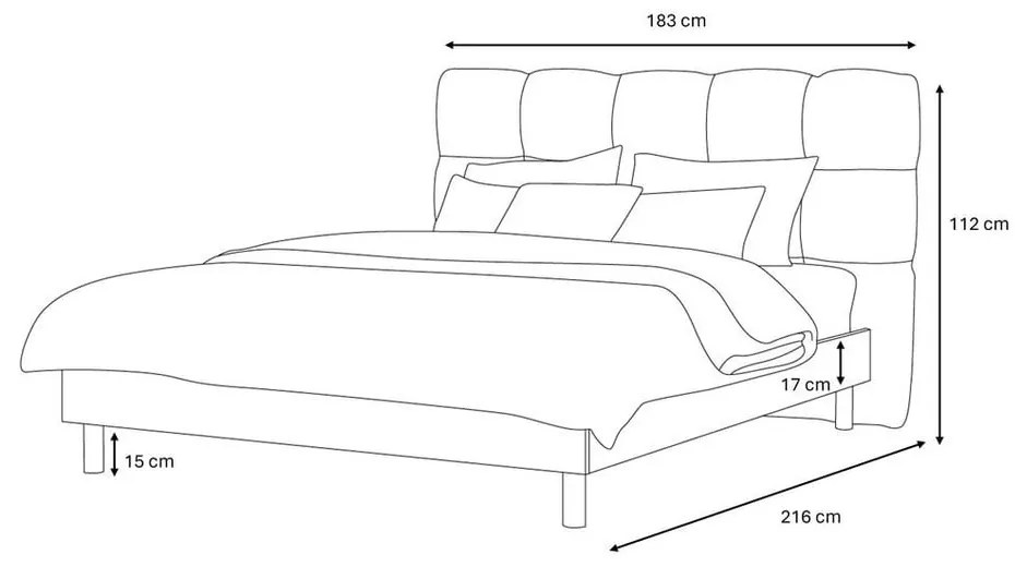 Letto matrimoniale imbottito beige rete inclusa 160x200 cm Kumo - Bobochic Paris