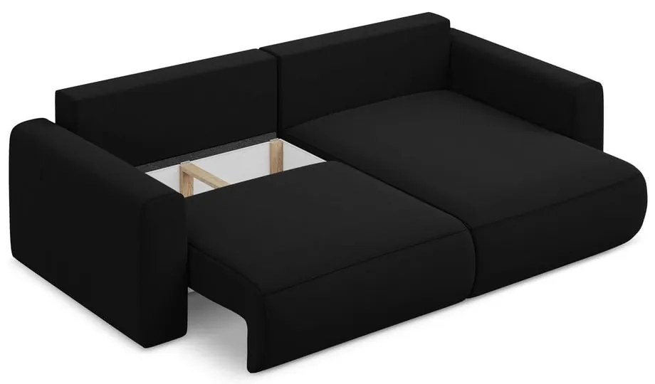 Divano angolare nero allungabile/con contenitore (con penisola a destra/con chaise lounge) con rivestimento in velluto Kapua – Makamii