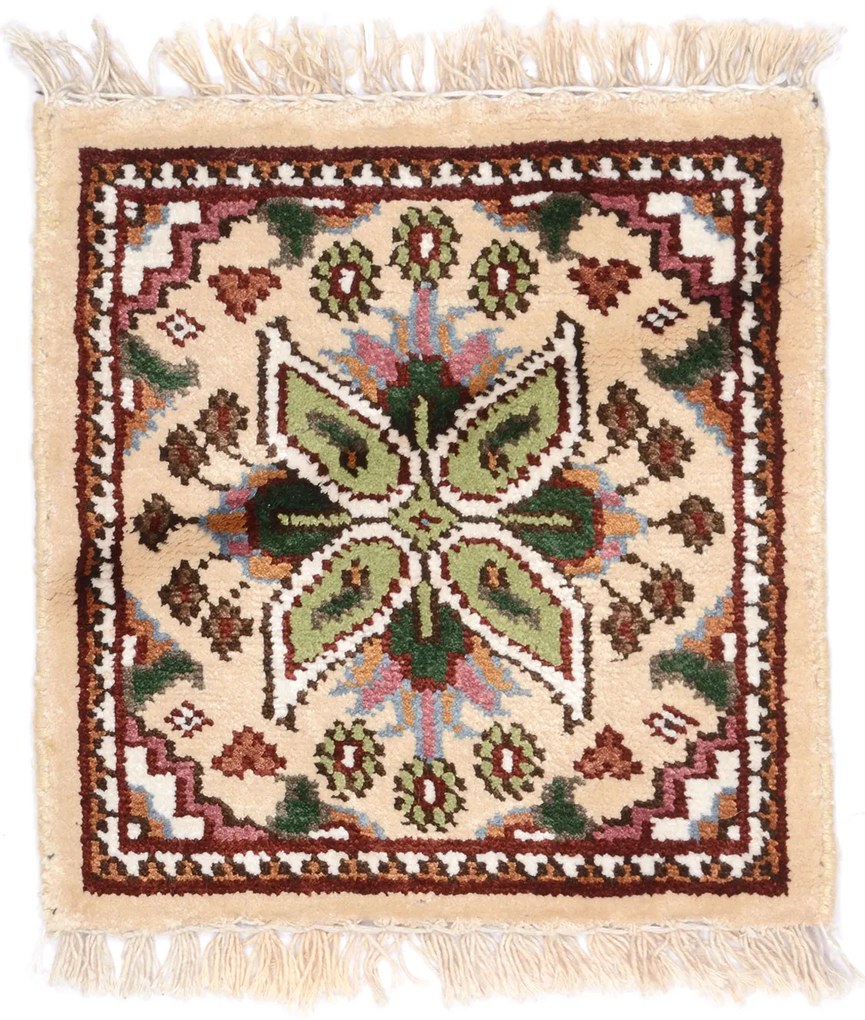 Agra Tappeto orientale 30x30 Beige (Indian) Annodato A Mano