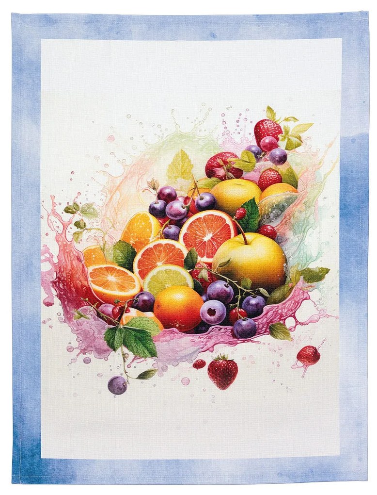 Strofinaccio da Cucina Tutti i Frutti in Cotone   CM. 50X70