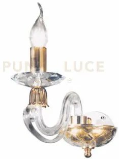 Applique 1306 1 luce bianco e cromo attacco e14 h.20cm
