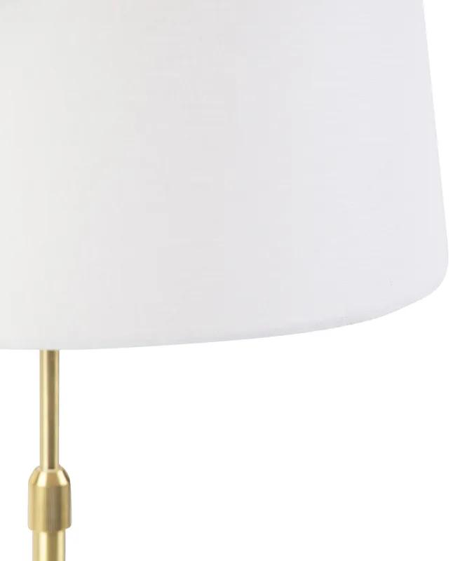 Lampada da tavolo oro / ottone con paralume in lino bianco 35 cm - Parte
