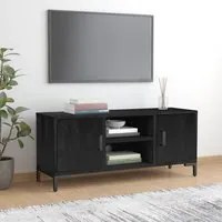 Mobile TV Nero 110x35x48 cm in Legno Massello di Pino 349918