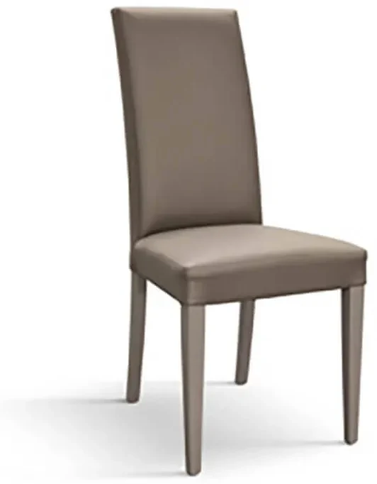 Sedia in ecopelle BEIGE con gambe verniciate NOCE mod. DENVER Set da 2  pezzi