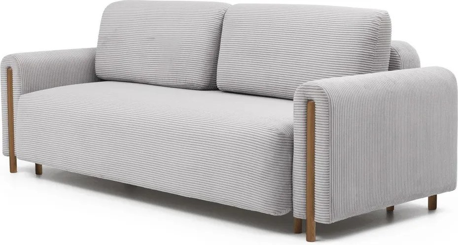 Divano grigio chiaro allungabile/con contenitore e rivestimento in velluto a coste 244 cm Arcadova – ELTAP