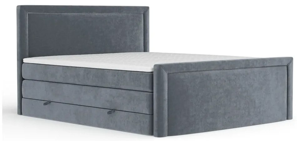 Letto boxspring grigio scuro con contenitore 200x200 cm Lavenda – Maison de Rêve