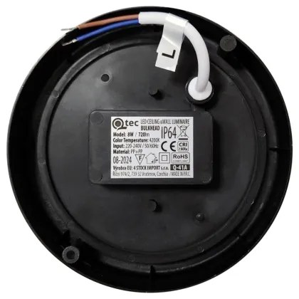 Plafoniera LED da esterno 8W/230V 4200K diam. 14 cm IP64 nera