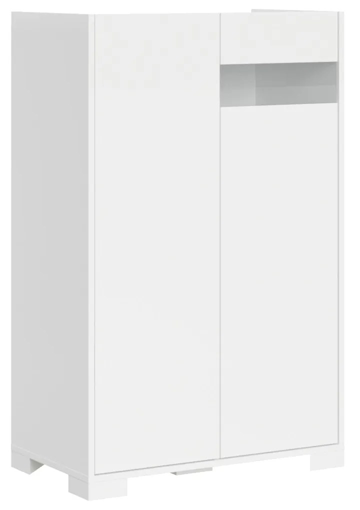 Madia e Credenza alta con Porta TV Riflesso bianco lucido e cashmere, Bianco Lucido / Credenza alta / 2