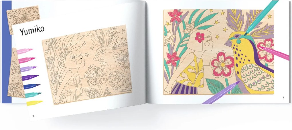 Gioco d'arte - disegno su legno - Ragazze dolci