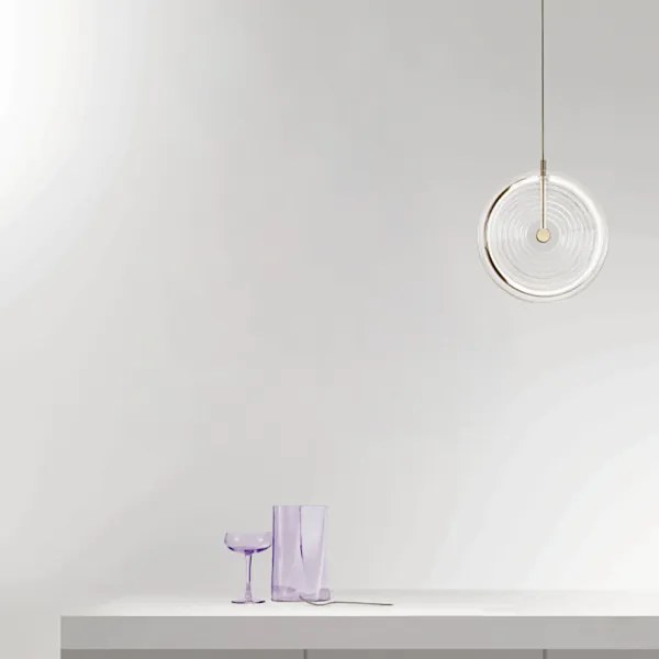 Lampada a sospensione LED JOKEY in metallo e vetro decorato TRASPARENTE 30 cm