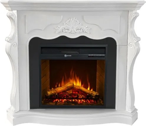 Camino elettrico da terra in legno Bianco PARIGI L123xP39xH100 cm