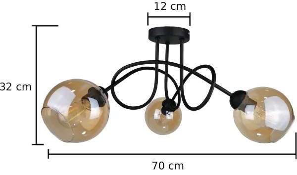 Lampadario a plafone VENUS BLACK 3xE27/60W/230V