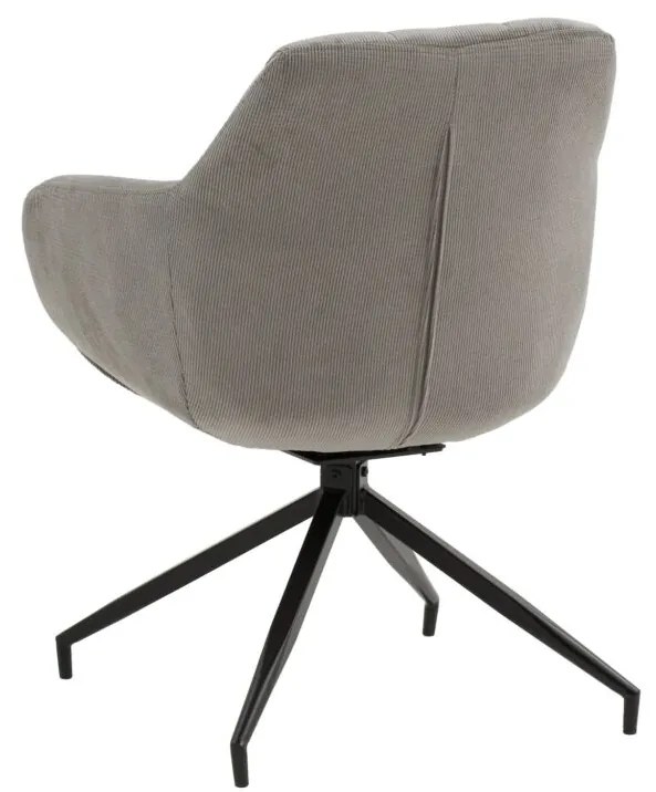 Set di poltroncine girevoli STONESTOWN in tessuto grigio e gambe in metallo nero, con braccioli