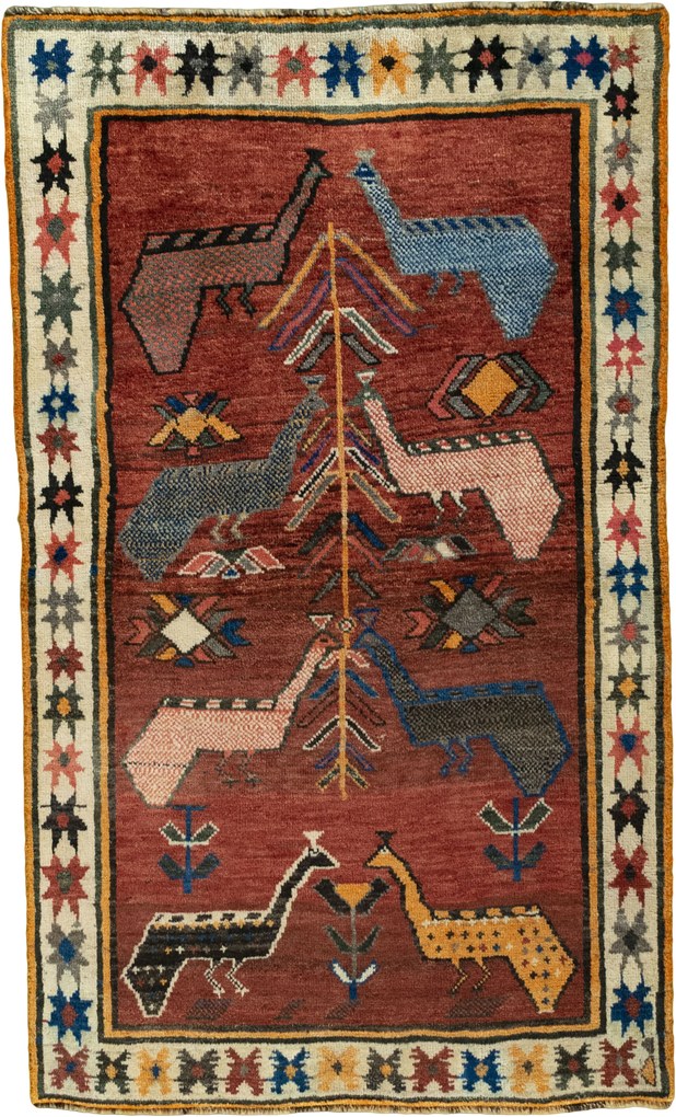 Gabbeh Tappeto 110x190 Rosso (Iran) Annodato A Mano