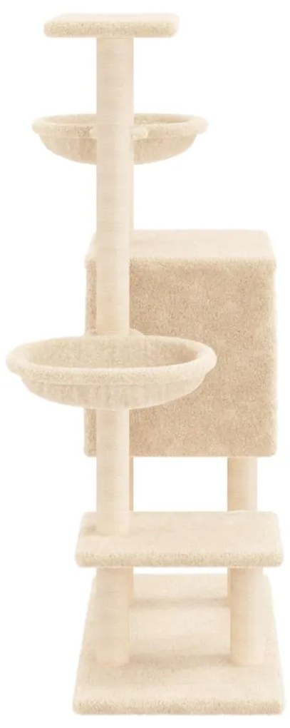 Albero per gatti con tiragraffi in sisal crema 117 cm