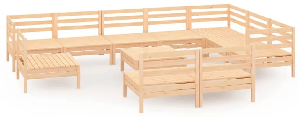 Set Salotto da Giardino 11 pz in Legno Massello di Pino