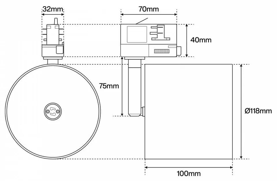 Faro per binario trifase per lampade  AR111 Nero Faro a binario  Trifase / GU10