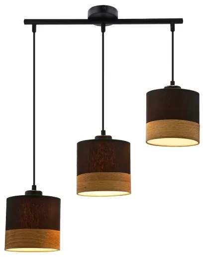 Lampadario a sospensione con filo PORTO 3xE27/60W/230V nero/marrone