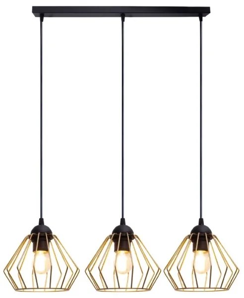 Lampadario a sospensione con filo CEED GOLD 3xE27/60W/230V nero/oro