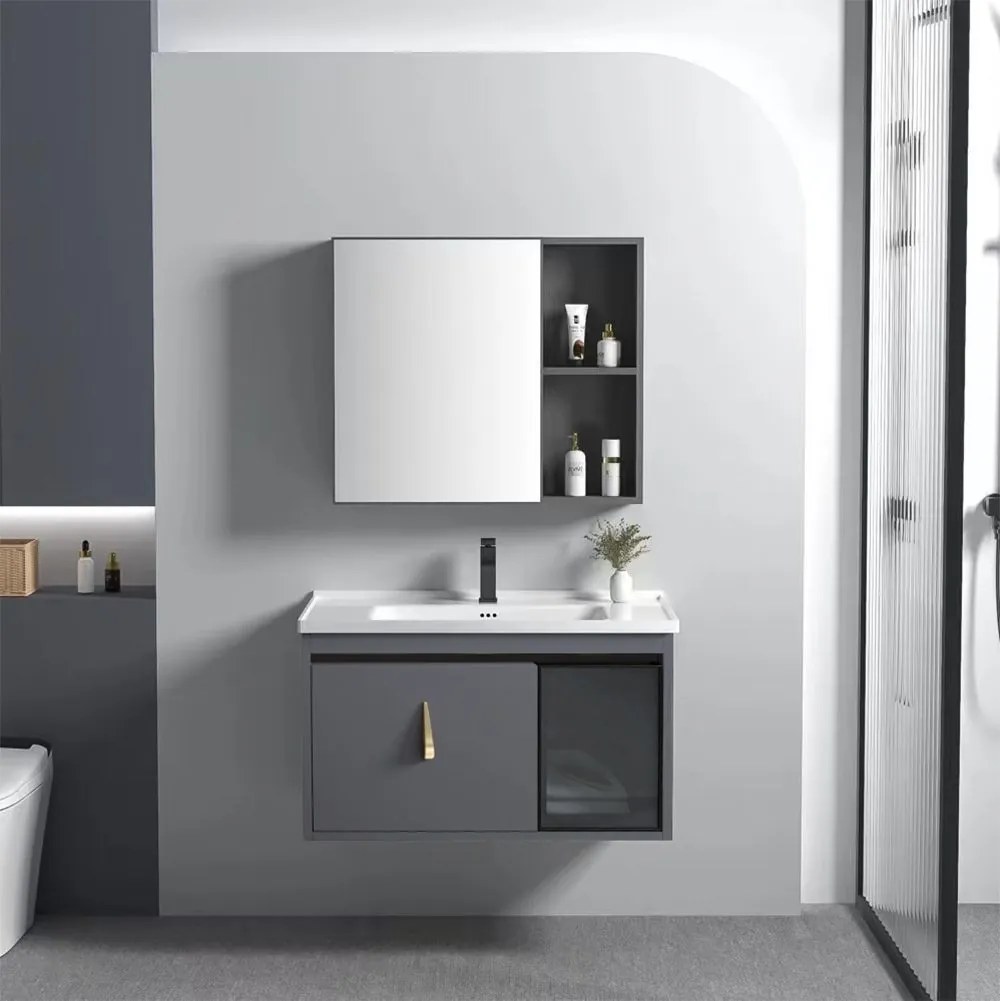 Set di mobili da bagno con lavabo Paris 60cm Grey