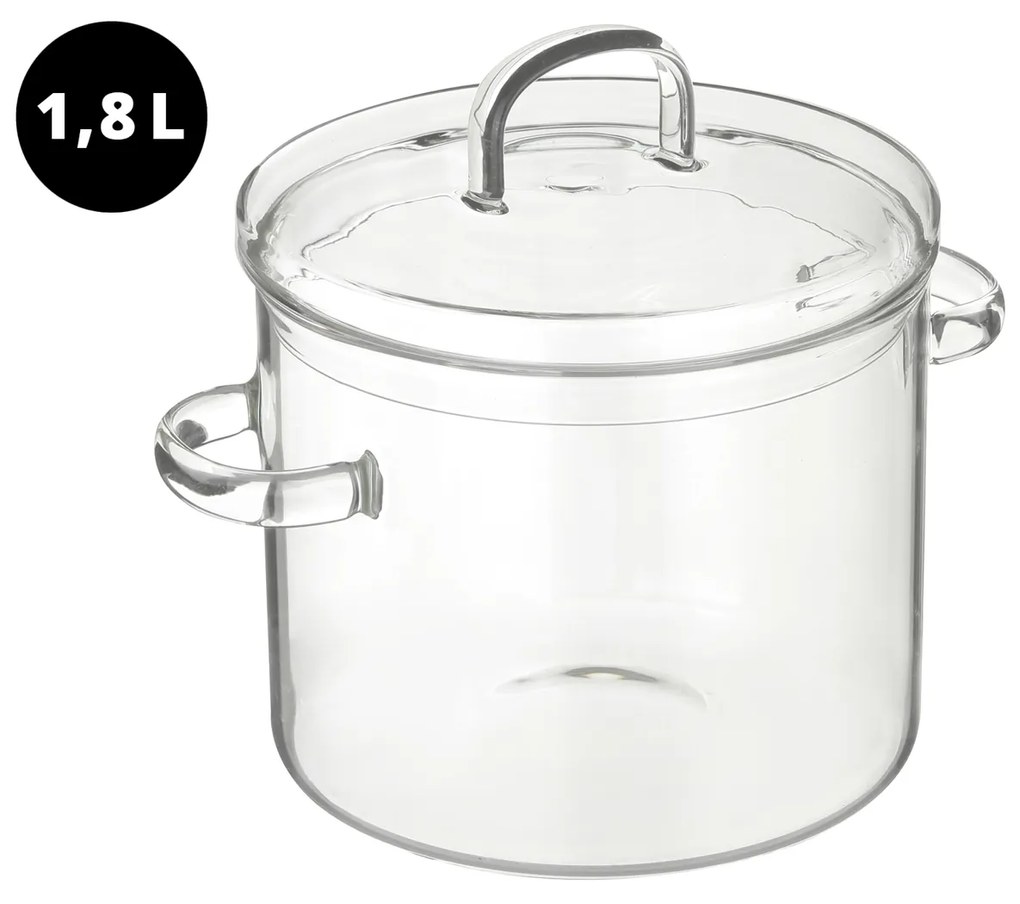 Pentola in vetro borosilicato 1,8 L con coperchio