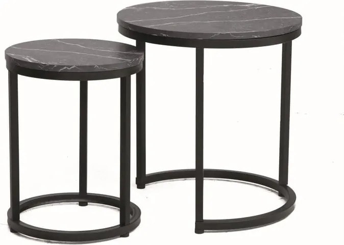 Set di Tavolini da caffè Hola effetto marmo nero/nero