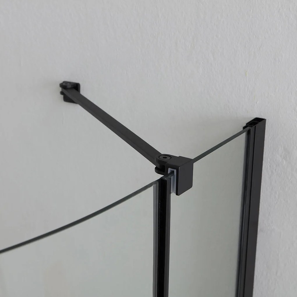 Box Doccia 90X90 Semicircolare Apertura Battente Nero | Lion