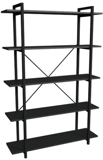 Libreria 5 Ripiani Stile Industrial 120x34x180 Jonah Antracite