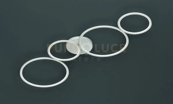 Rondo plafoniera led 37w 4800lm, 3000k 4 cerchi metallo bianco opac...