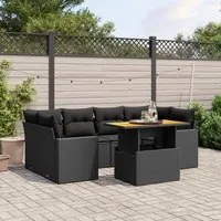 Set Divani da Giardino con Cuscini 7pz Nero Polyrattan 3271209