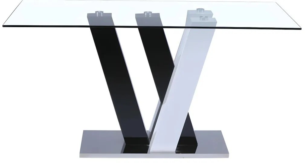 Tavolo da pranzo 6 posti in MDF e in vetro temperato Nero e bianco - WINCH