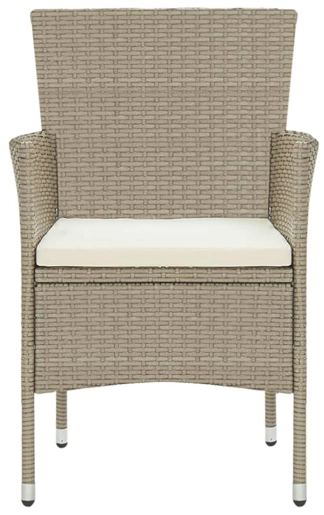 Set mobili da pranzo per giardino 3 pz in polyrattan beige