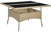 Tavolo da Pranzo da Giardino Beige in Polyrattan e Vetro cod mxl 34295