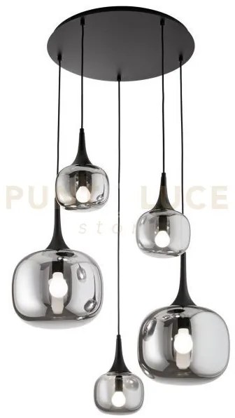 Lampadario a sospensione jaipur fume' e nera 2 luci attacco e27+3 l...