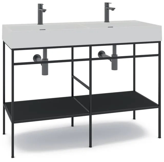Mobile bagno con lavabo L 120 x H 89 x P 45.5 cm nero per doppia vasca Outline